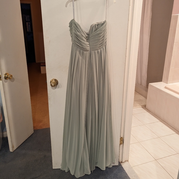 Jenny Yoo Mira Style Adjustable Chiffon Bridesmaid Dress Morning Mist Size 6 - Picture 7 of 8